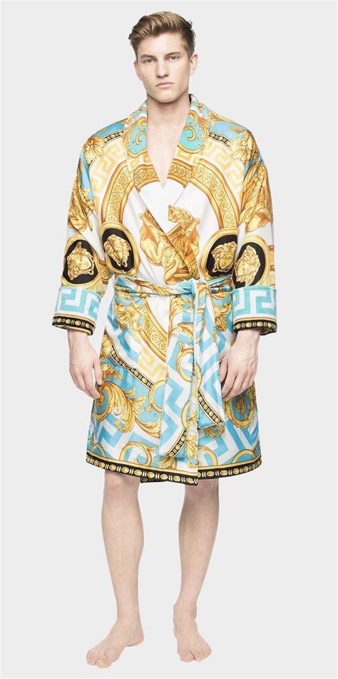 navy versace robe|Versace silk robes.